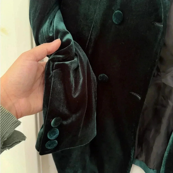 Vintage Emerald Green Velour Blazer - Size L - Picture 5 of 9